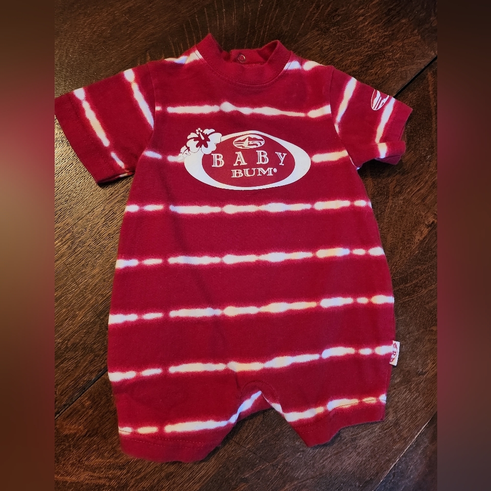 Vintage B.U.M. Baby Romper 6-9 months Red Tie Dye